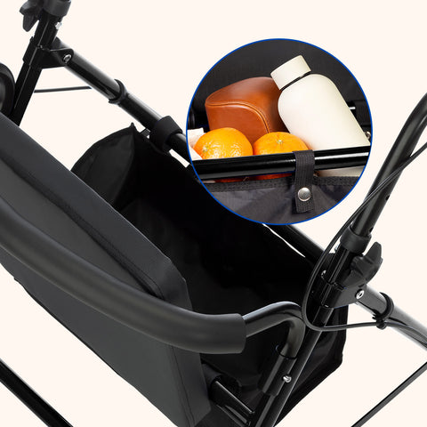 Andarilho Lambda | Quatro rodas, assento e encosto, andarilho para idosos (Azul)