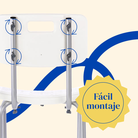 Cadeira de duche com encosto e regulável em altura