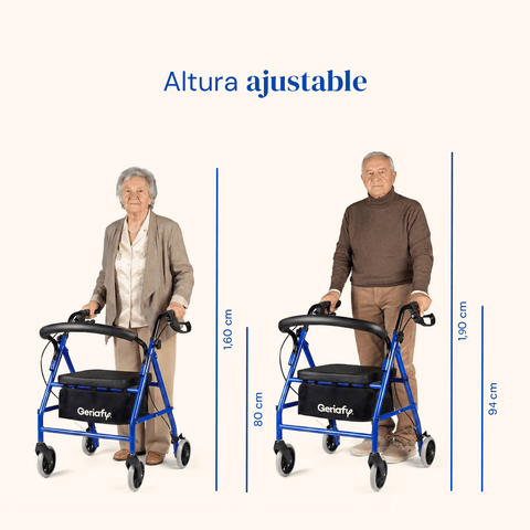 Andador Rollator Dobrável | Assento, Cesto e 4 Rodas