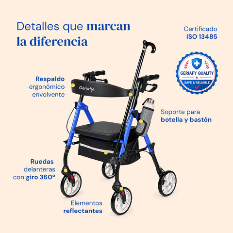 Andador Sigma | Rollator, plegable, 4 ruedas (Azul)