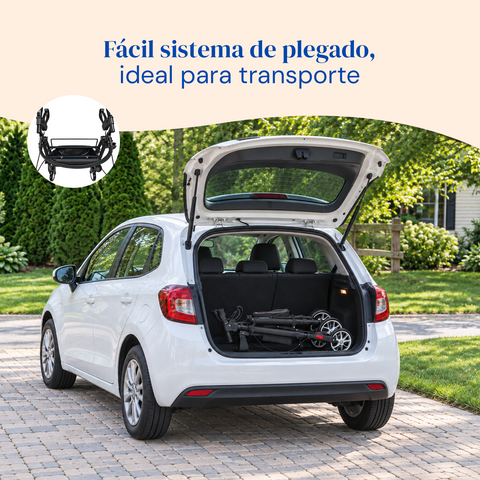 Andador Sigma | Rollator, plegable, 4 ruedas (Negro)