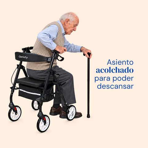 Andador Sigma | Rollator, plegable, 4 ruedas (Negro)