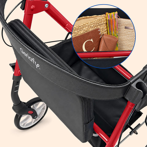 Andador Sigma | Rollator, plegable, 4 ruedas (Rojo)