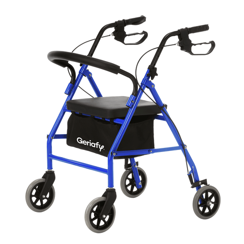 Andador Rollator Dobrável | Assento, Cesto e 4 Rodas