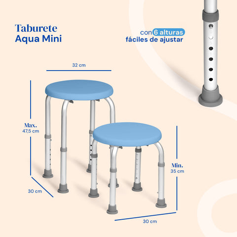 Taburete de ducha circular Aqua Mini